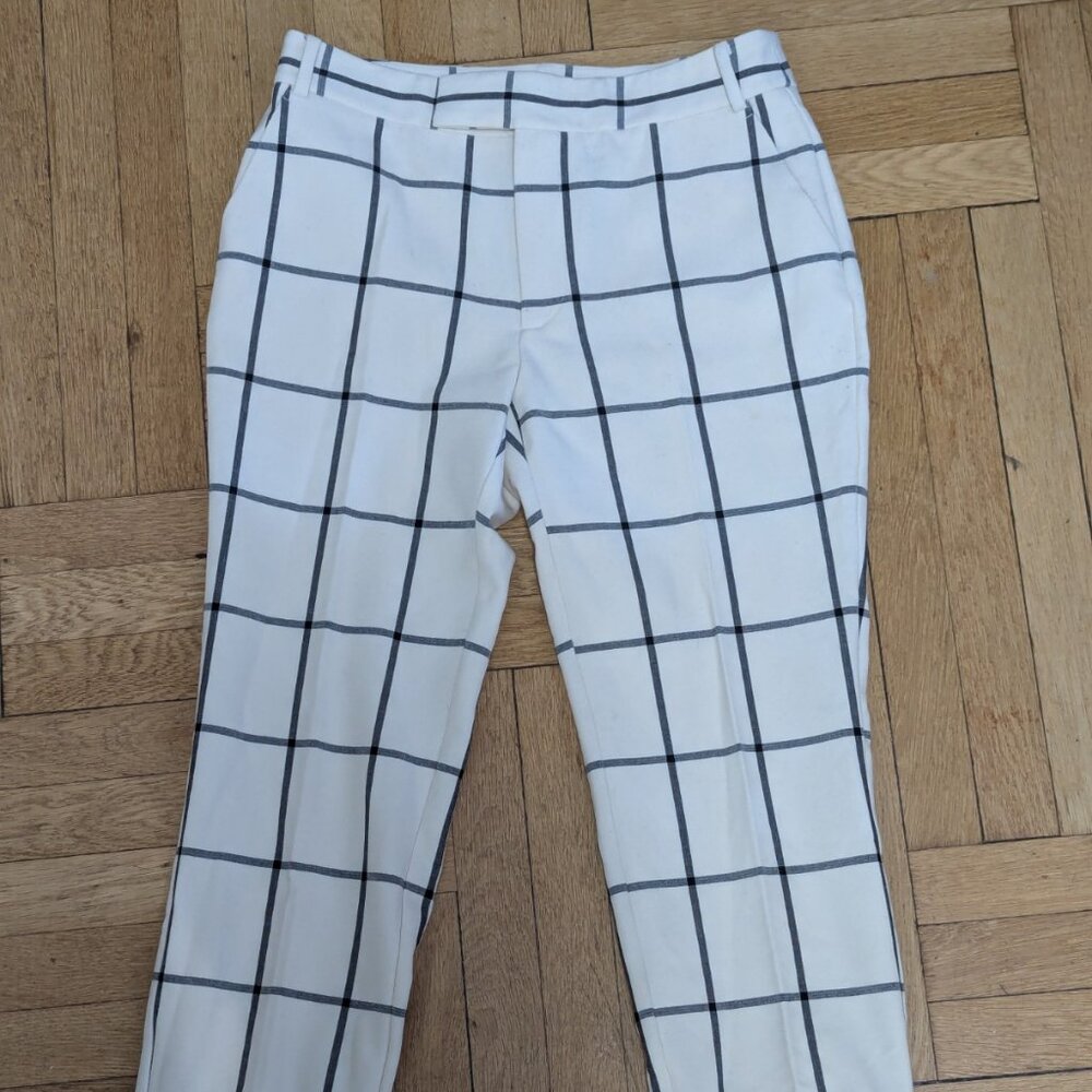 White Plaid Suit Pants